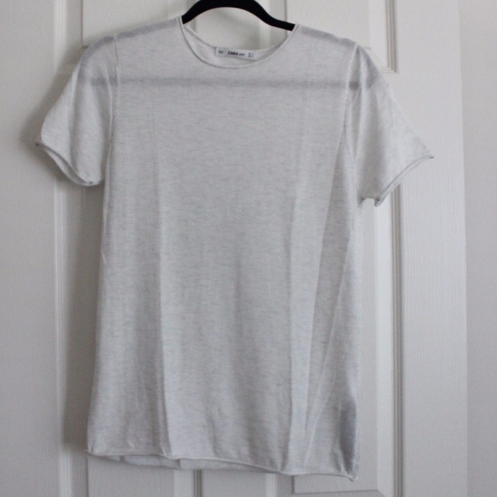 Zara Heathered Short Sleeve Sweater